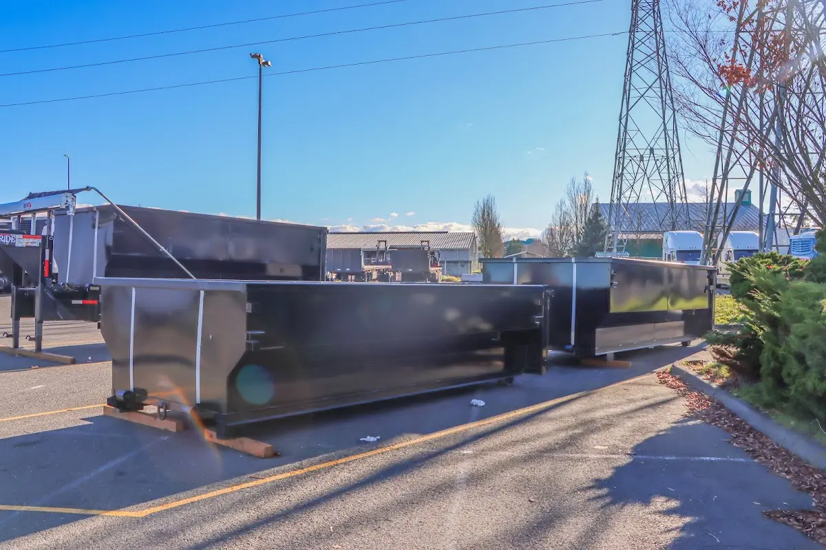 Roll-off dumpster ready for waste disposal at job site for 6 Yard Dumpster Rental in Pulaski